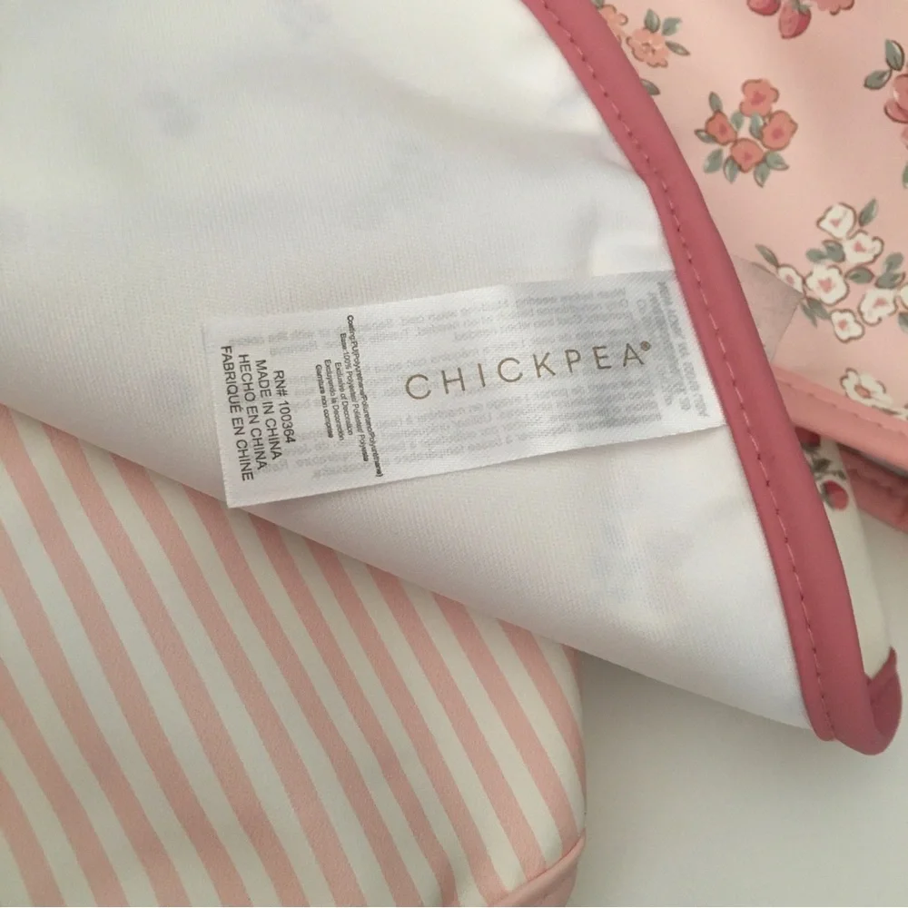 NEW Baby Peva Bibs 3 pk Bibs with Crumb Catcher Pockets Floral Theme | Chick Pea